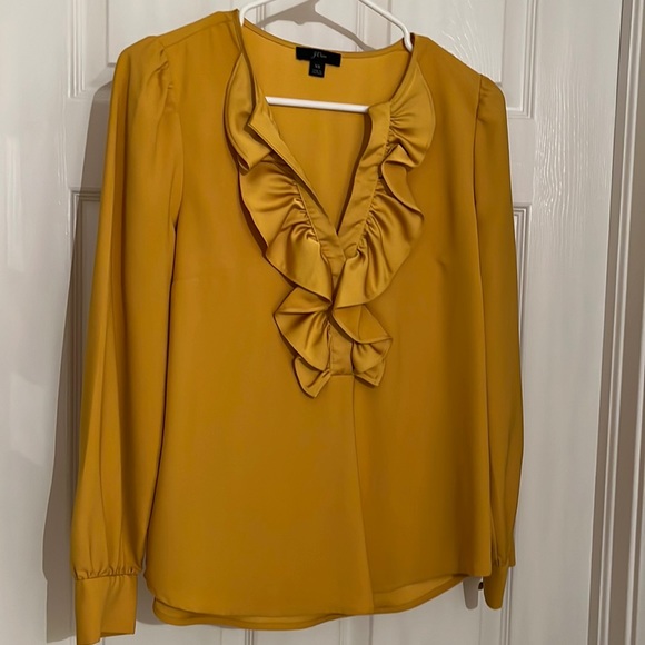 J. Crew Goldenrod V-Neck Ruffle Long Sleeve Blouse - Picture 1 of 3